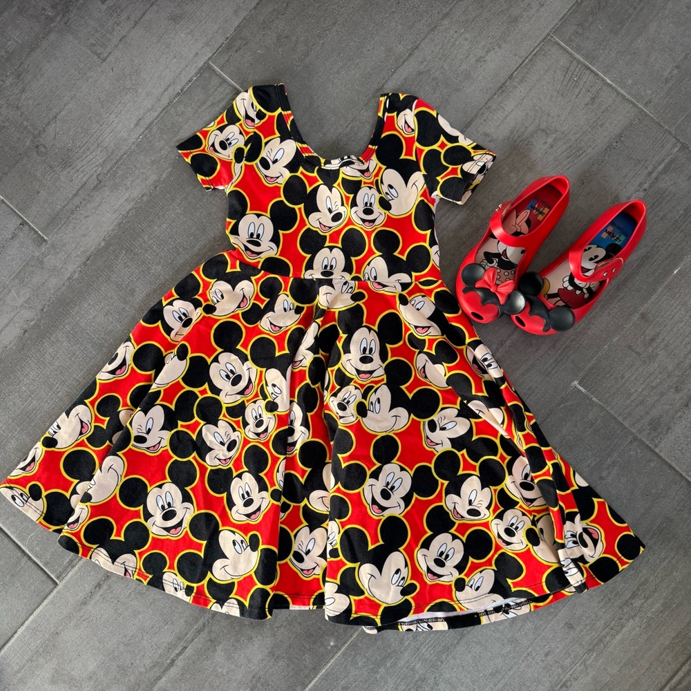 Mickey Minnie Mouse Kids Dress Wild Rich Kids Disney 5 6 7 8 - Red and Black